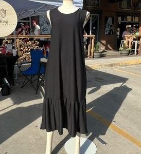 Black Frocked Midi Flare Dress